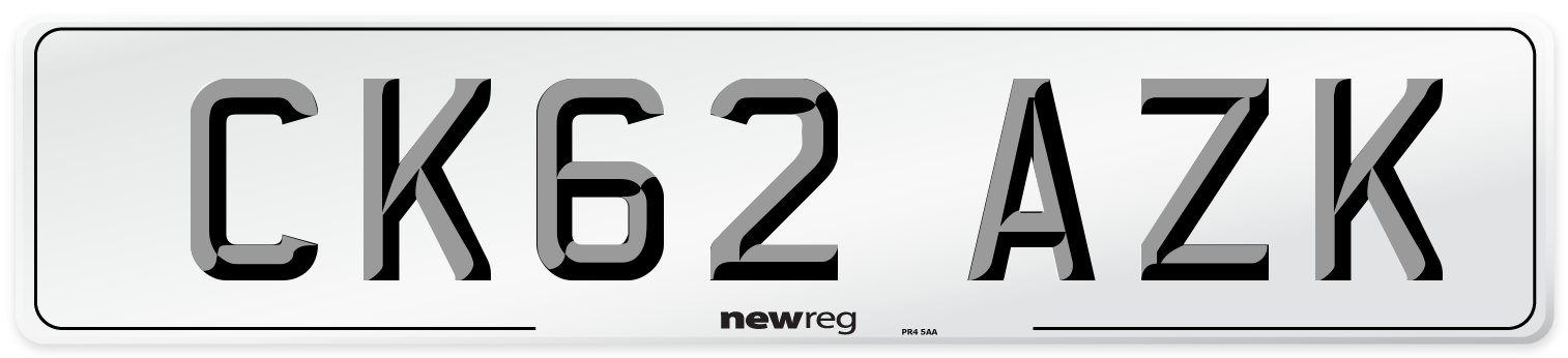 CK62 AZK Number Plate from New Reg